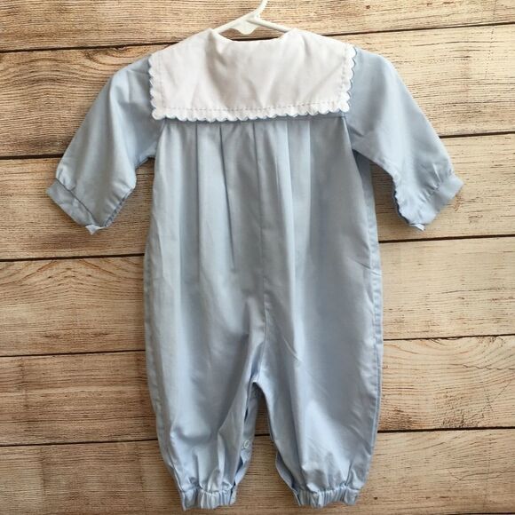 VINTAGE ROSEY KIDS EMBROIDERED ROMPER IN BLUE - Picture 2 of 7